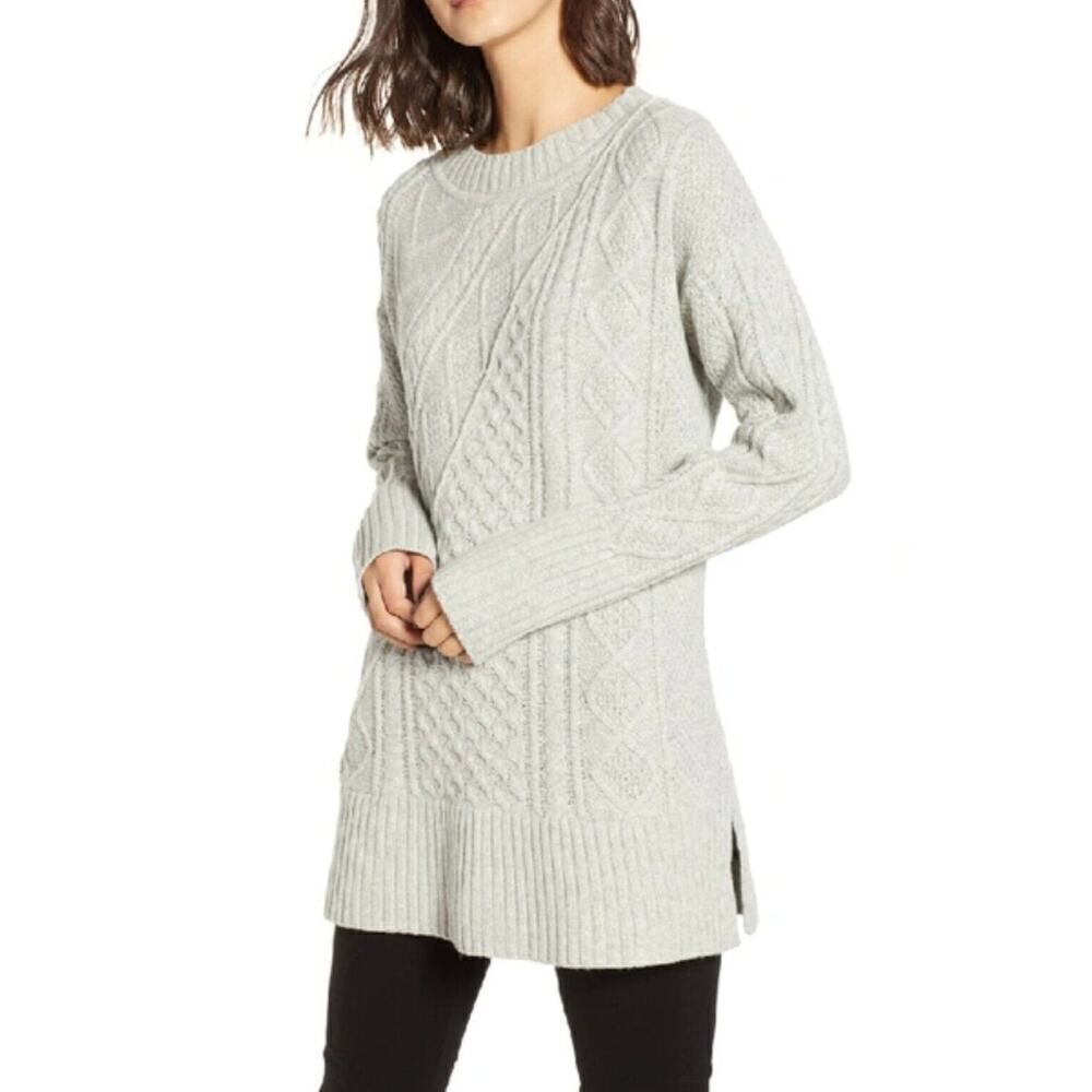 J Crew Cable Knit Patchwork Wool Blend Round Neck… - image 1